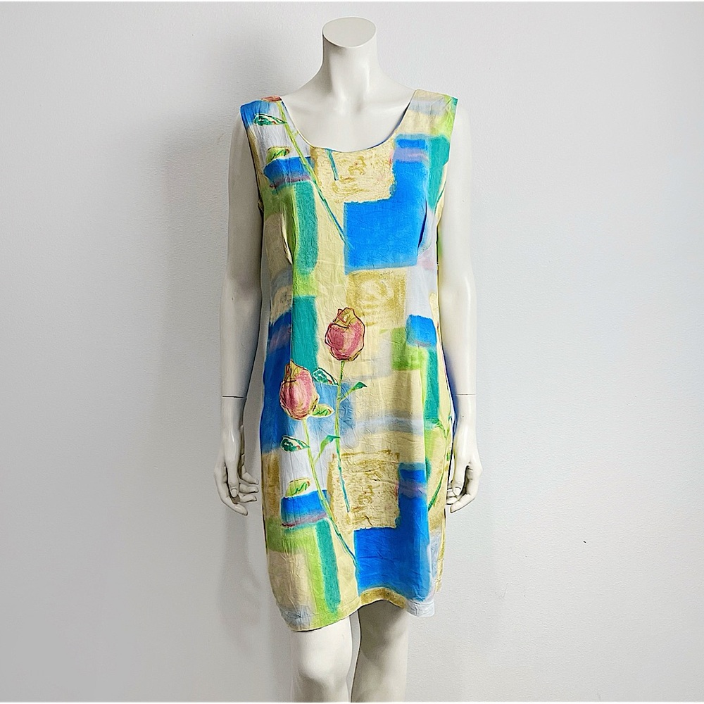 Vintage Jam’s World Rayon Dress Rosebud Pattern Colorful Large